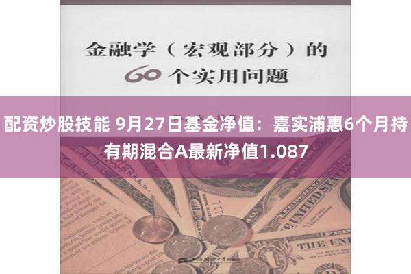 配资炒股技能 9月27日基金净值：嘉实浦惠6个月持有期混合A最新净值1.087