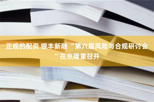 正规的配资 银丰新融 “第六届风险与合规研讨会”在京隆重召开