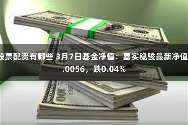 股票配资有哪些 3月7日基金净值：嘉实稳骏最新净值1.0056，跌0.04%